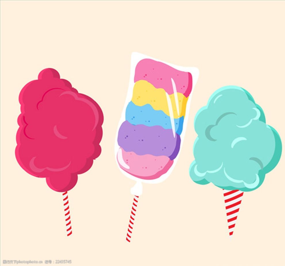 卡通五彩棉花糖插圖