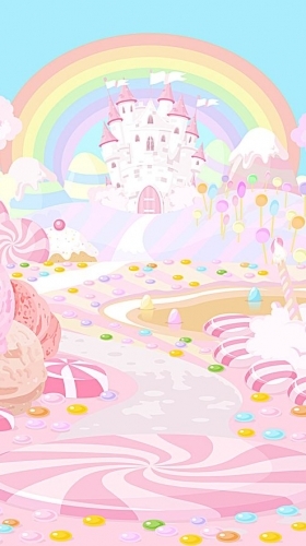 矢量卡通糖果童話世界城堡背景